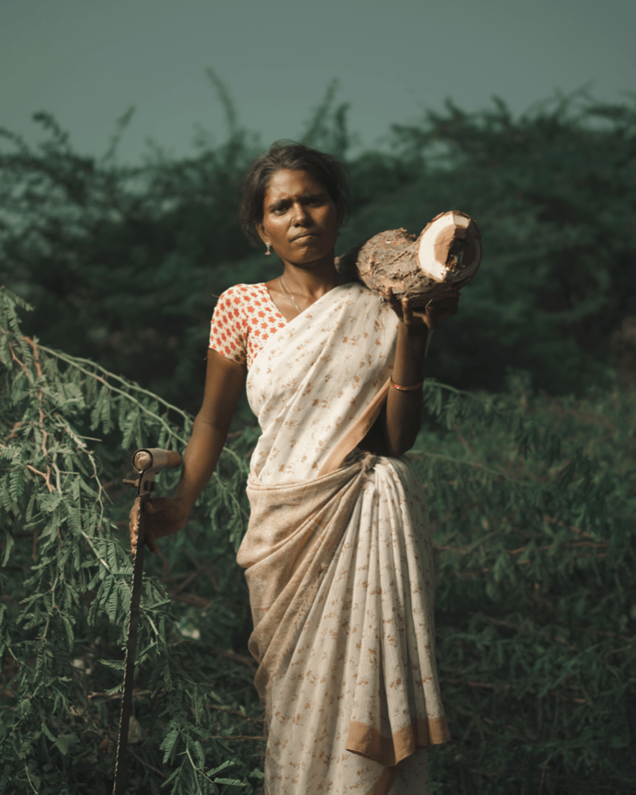 Woman in Tree Cutting Facility